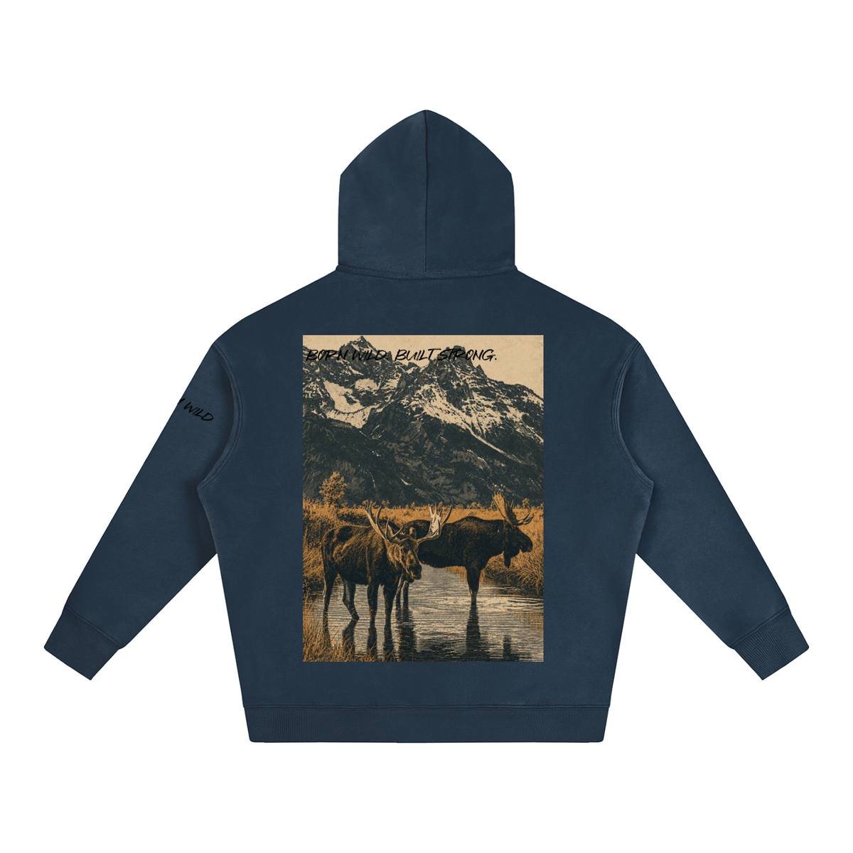 Moose Graphic Oversize Fleeced Hoodie
