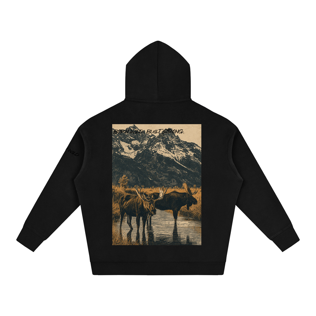 Moose Graphic Oversize Fleeced Hoodie