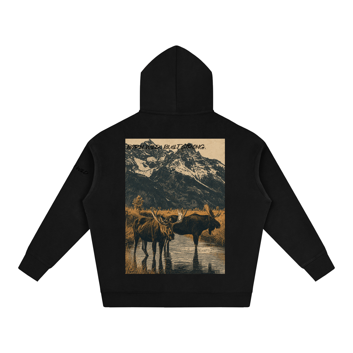 Moose Graphic Oversize Fleeced Hoodie