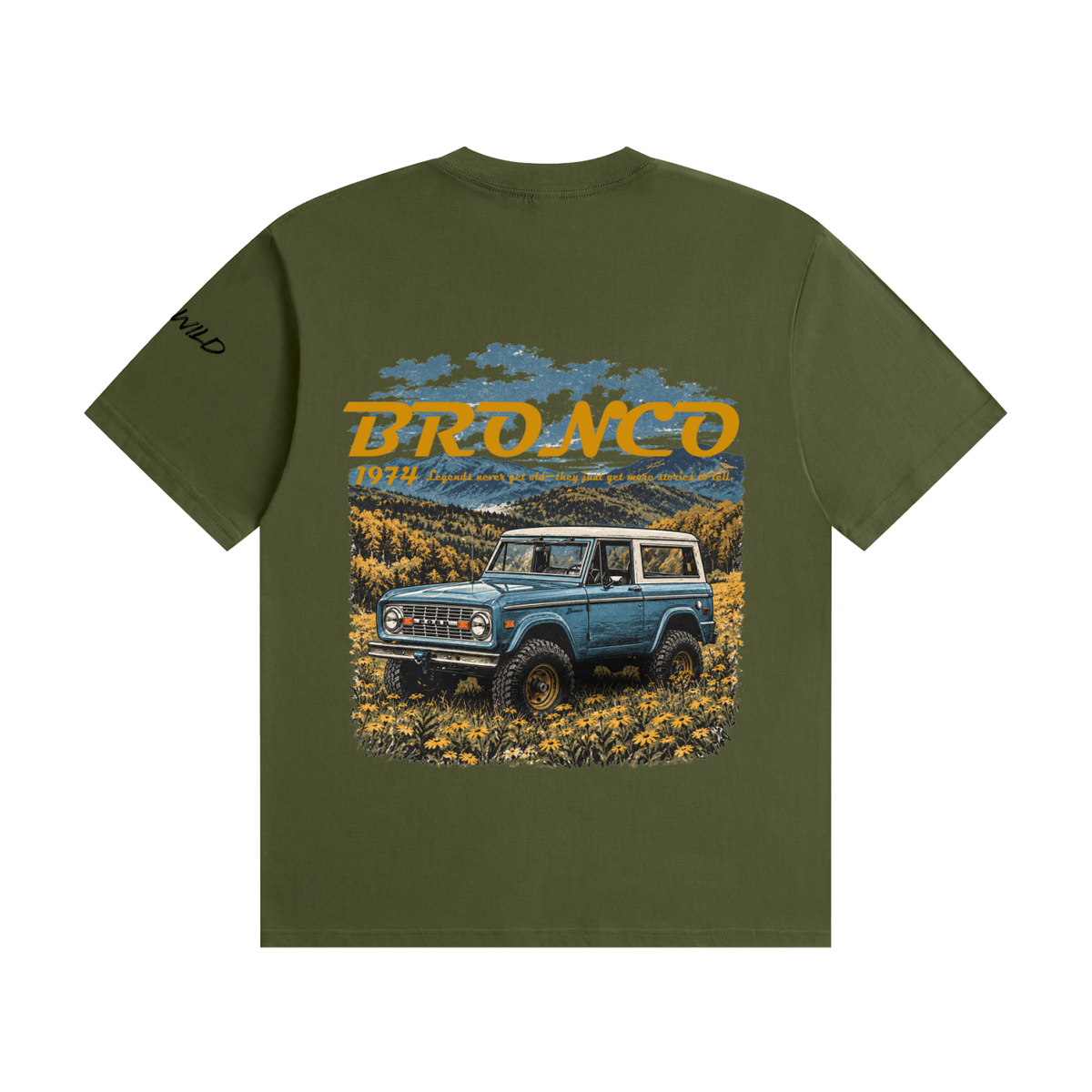 1974 Bronco Mountain Top Unisex Seamless Cotton T-Shirt