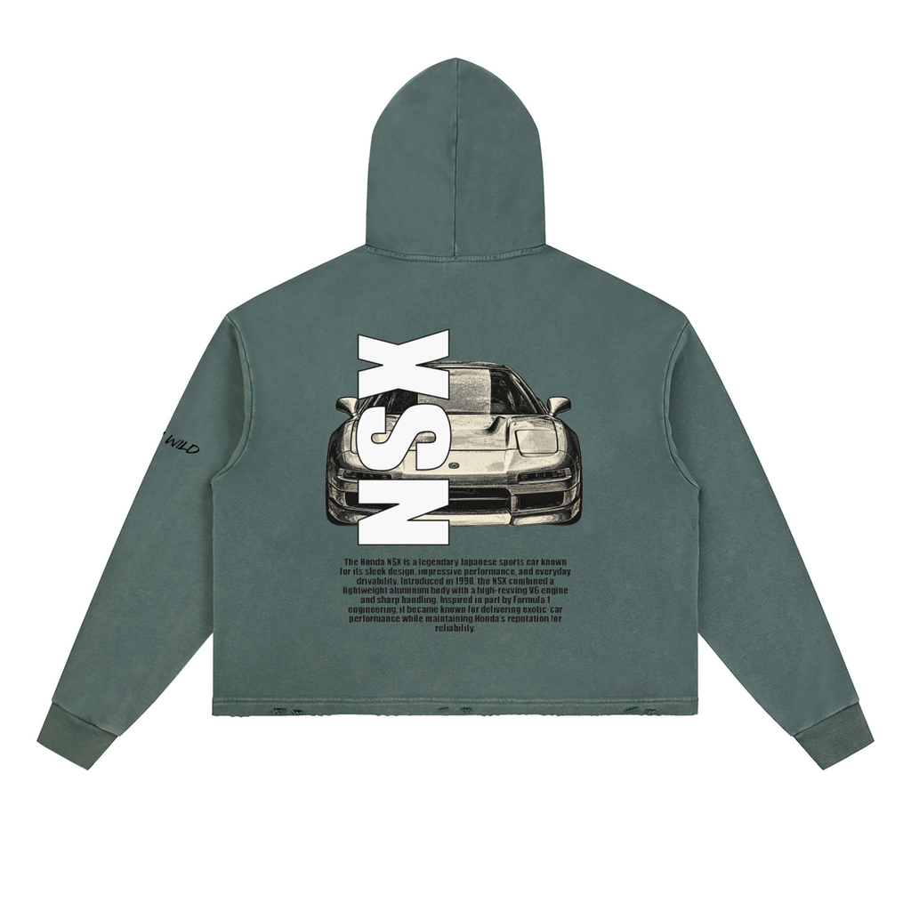 HONDA NSX Mountain Top Vintage Washed Frayed-Hem Hoodie