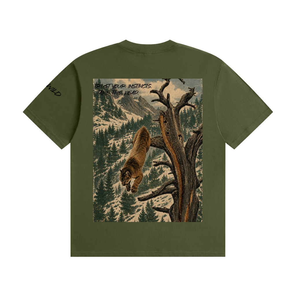 Mountain Lion Graphic Seamless Cotton T-Shirt