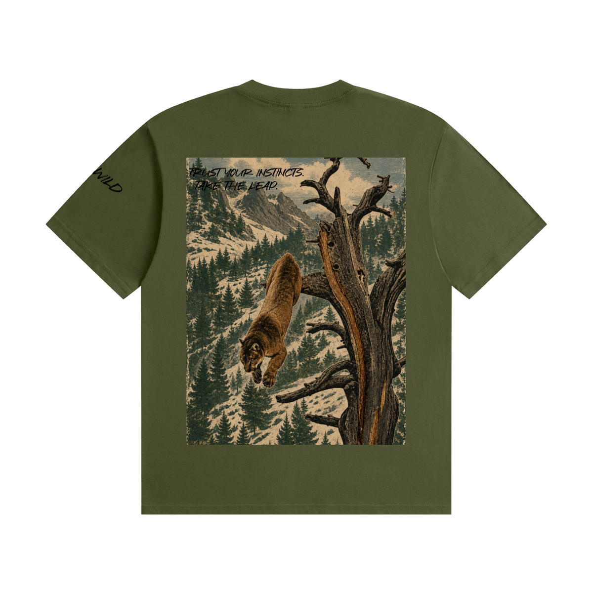 Mountain Lion Graphic Seamless Cotton T-Shirt