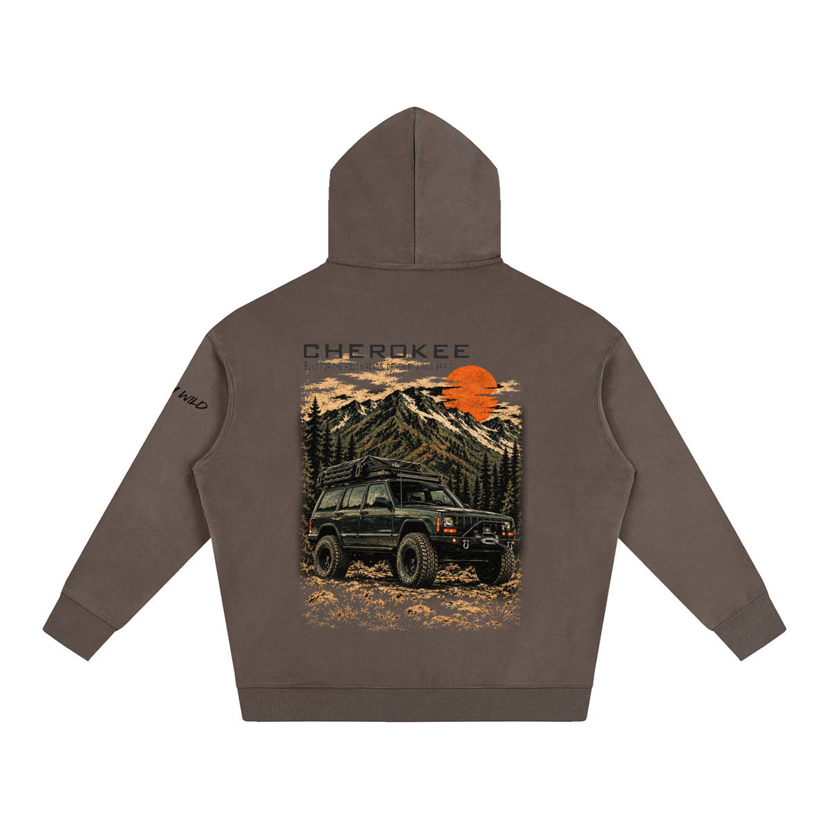 Jeep Cherokee Mountain Top Oversize Fleeced Hoodie