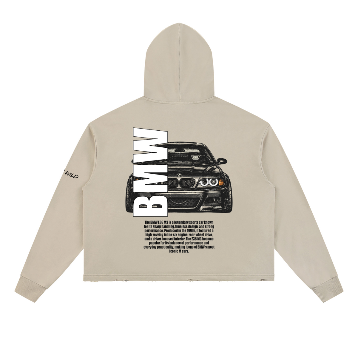 BMW E46 Mountain Top Vintage Washed Frayed-Hem Hoodie