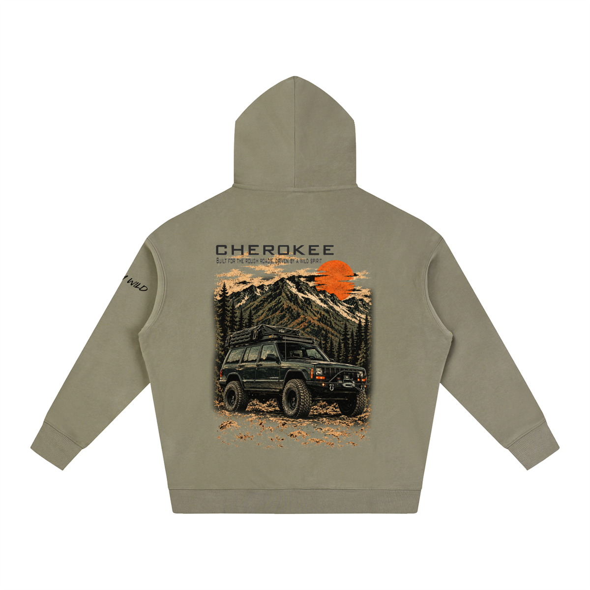 Jeep Cherokee Mountain Top Oversize Fleeced Hoodie