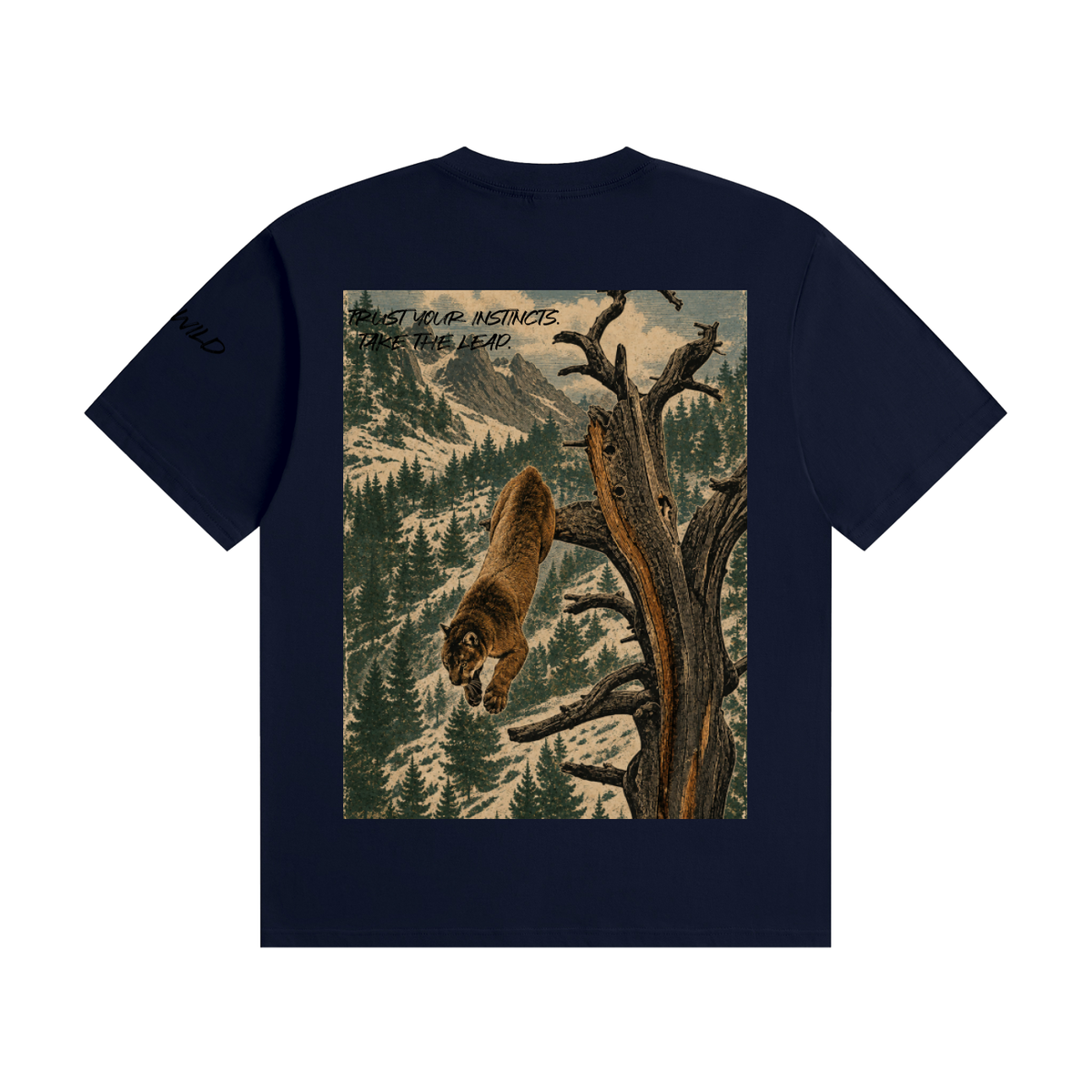 Mountain Lion Graphic Seamless Cotton T-Shirt