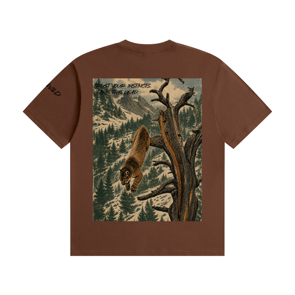 Mountain Lion Graphic Seamless Cotton T-Shirt