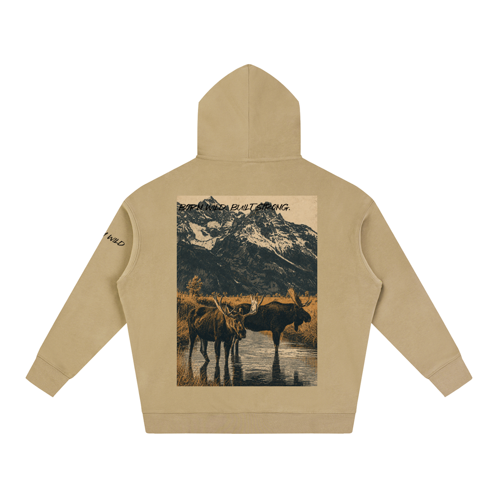 Moose Graphic Oversize Fleeced Hoodie