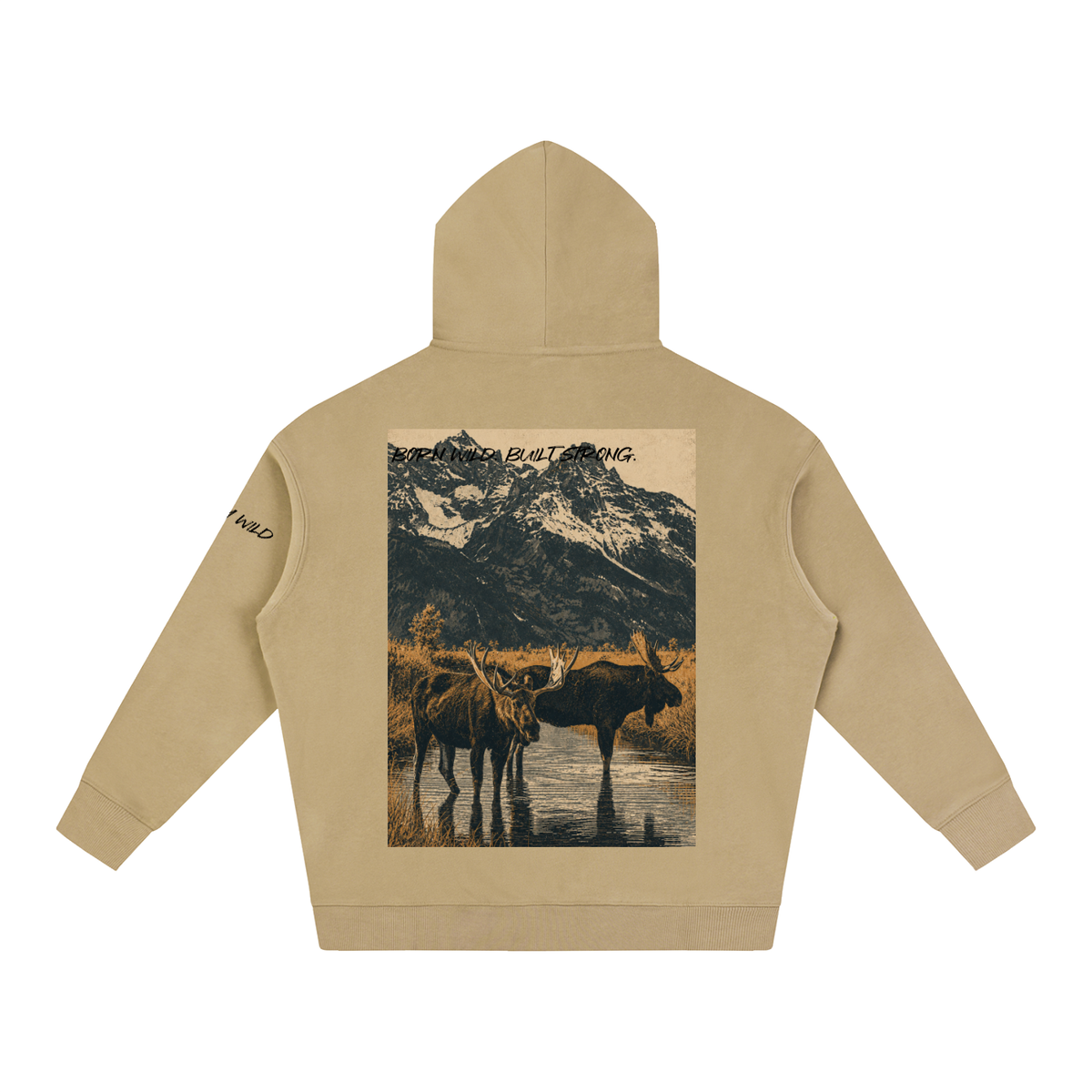Moose Graphic Oversize Fleeced Hoodie