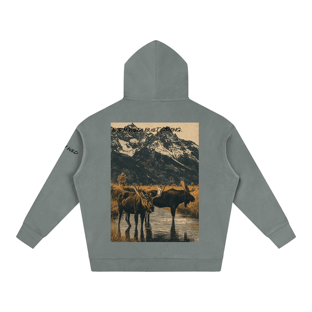 Moose Graphic Oversize Fleeced Hoodie