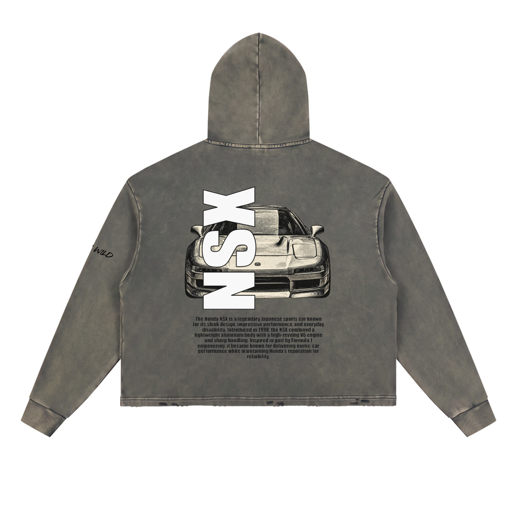 HONDA NSX Mountain Top Vintage Washed Frayed-Hem Hoodie