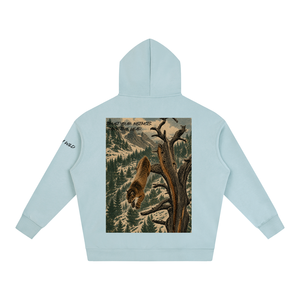 Mountain Lion Graphic Oversize Fleeced Hoodie