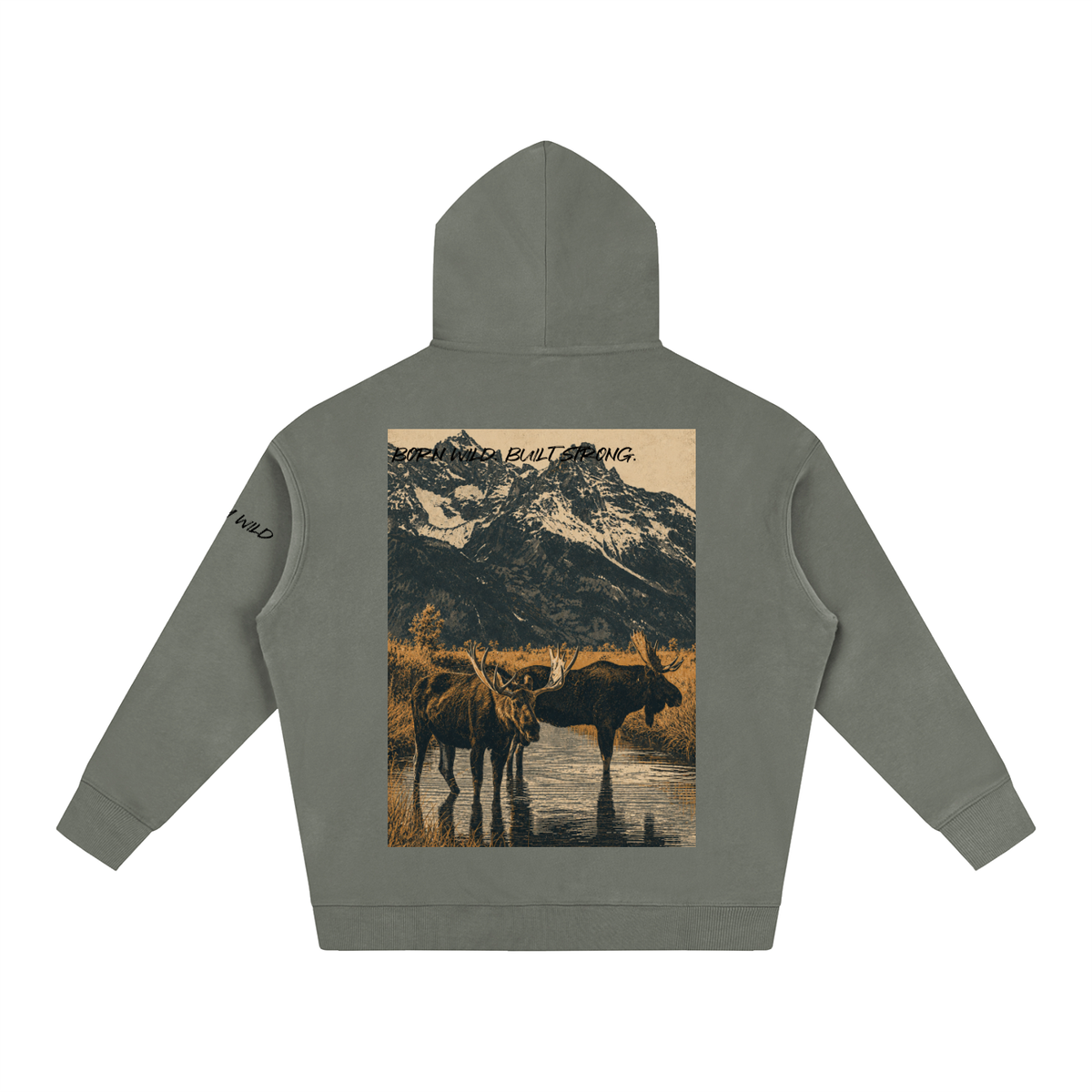 Moose Graphic Oversize Fleeced Hoodie