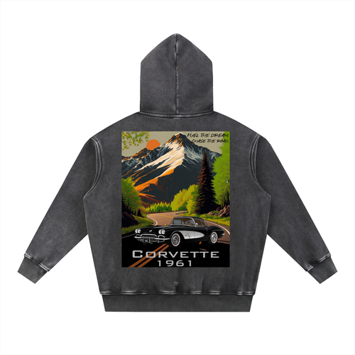 1961 Corvette Mountain Top  Snow Washed Hoodie