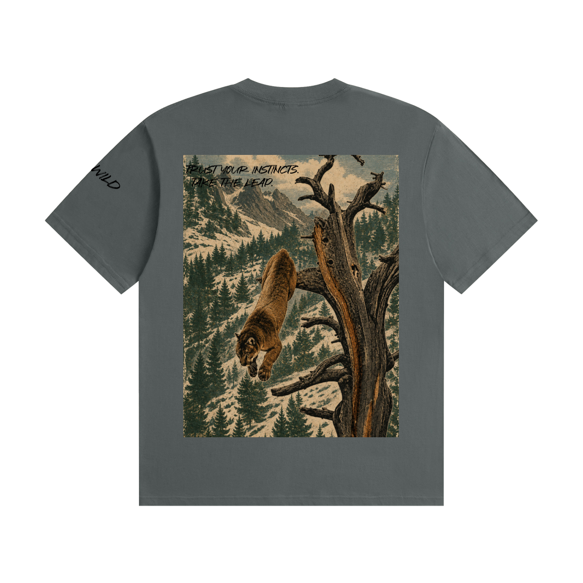 Mountain Lion Graphic Seamless Cotton T-Shirt