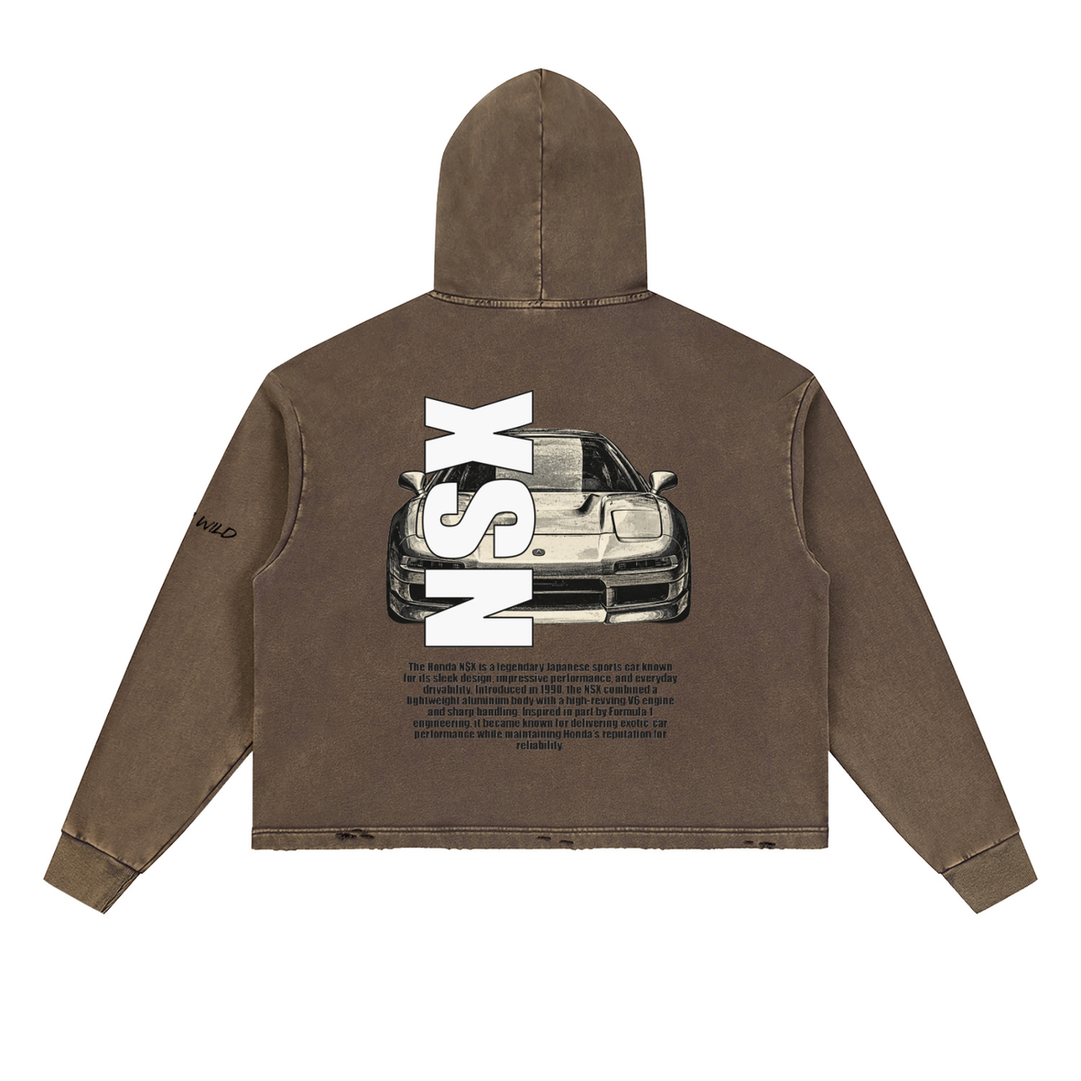 HONDA NSX Mountain Top Vintage Washed Frayed-Hem Hoodie