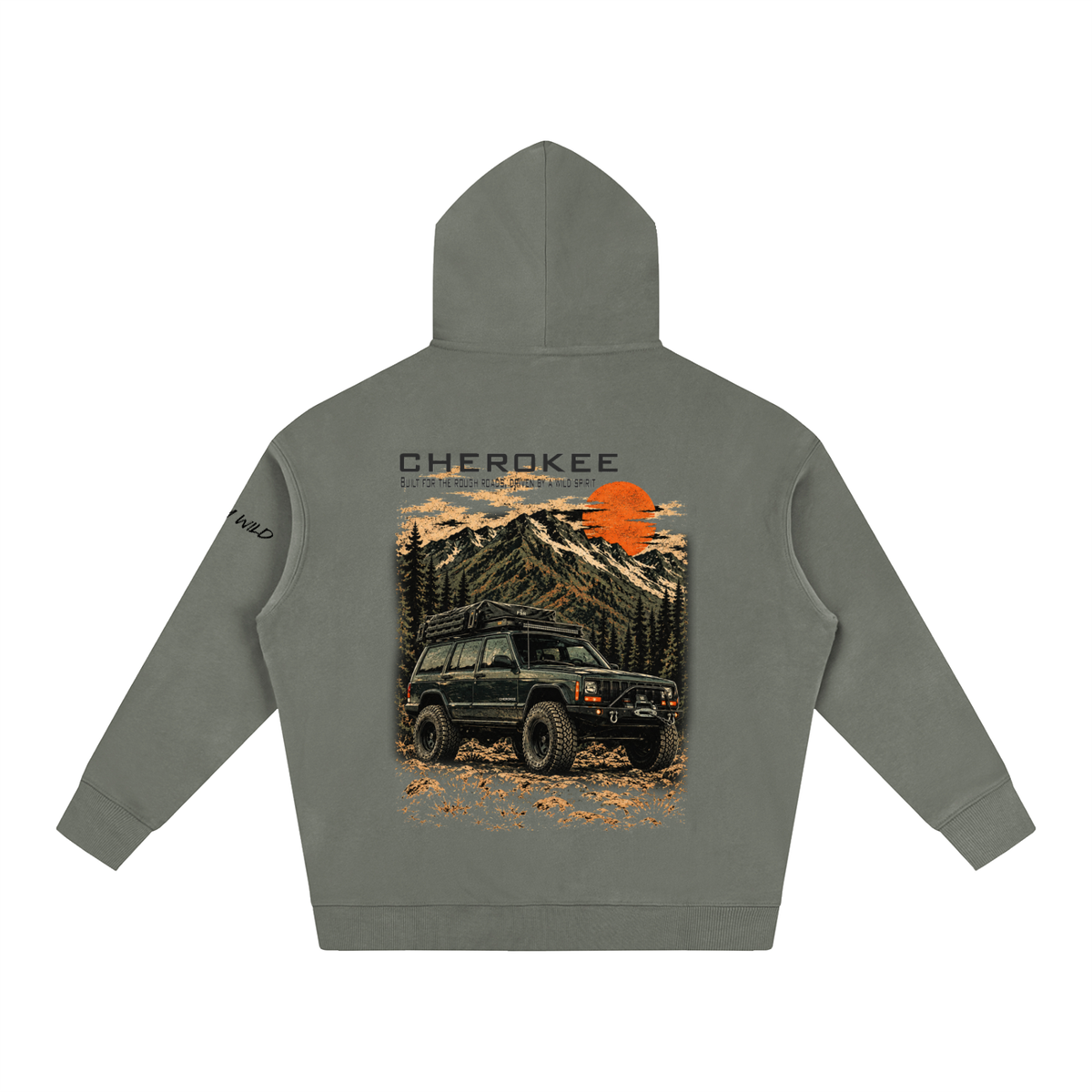 Jeep Cherokee Mountain Top Oversize Fleeced Hoodie