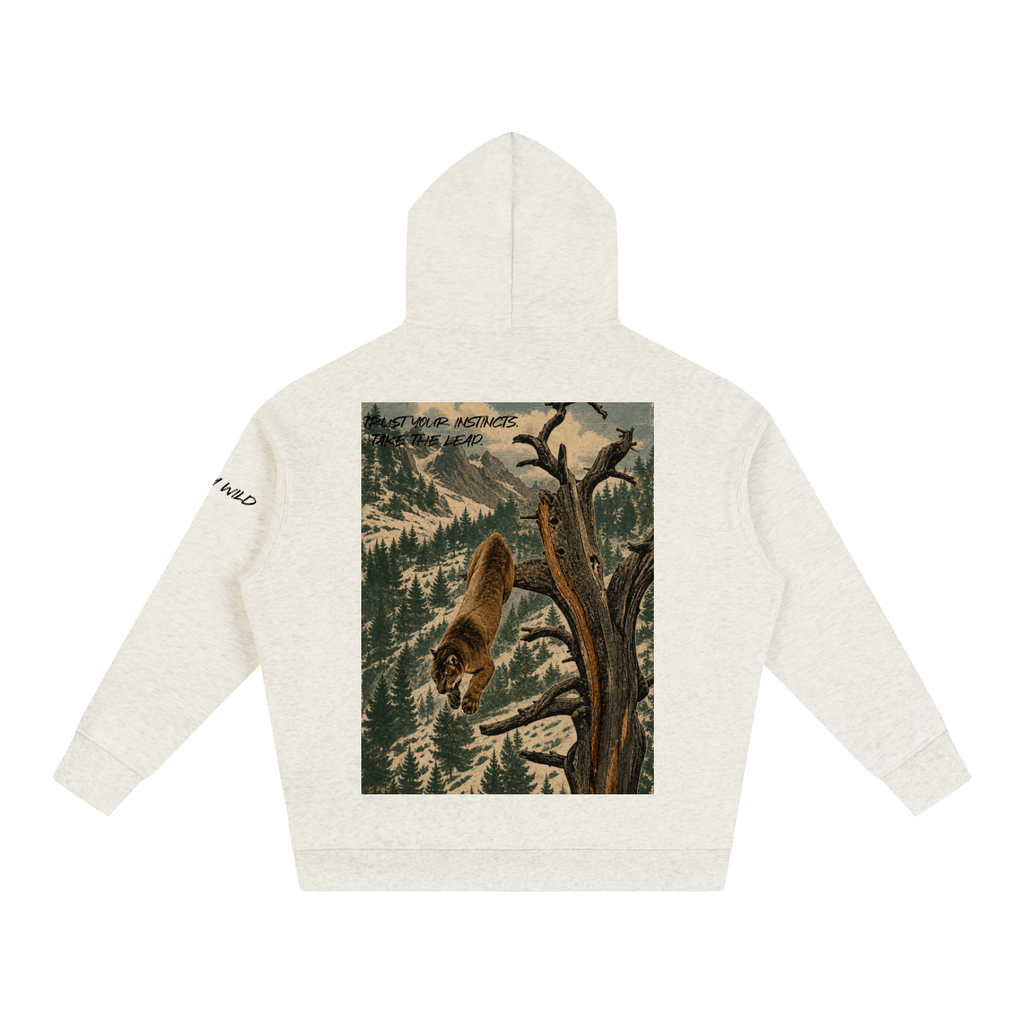 Mountain Lion Graphic Oversize Fleeced Hoodie