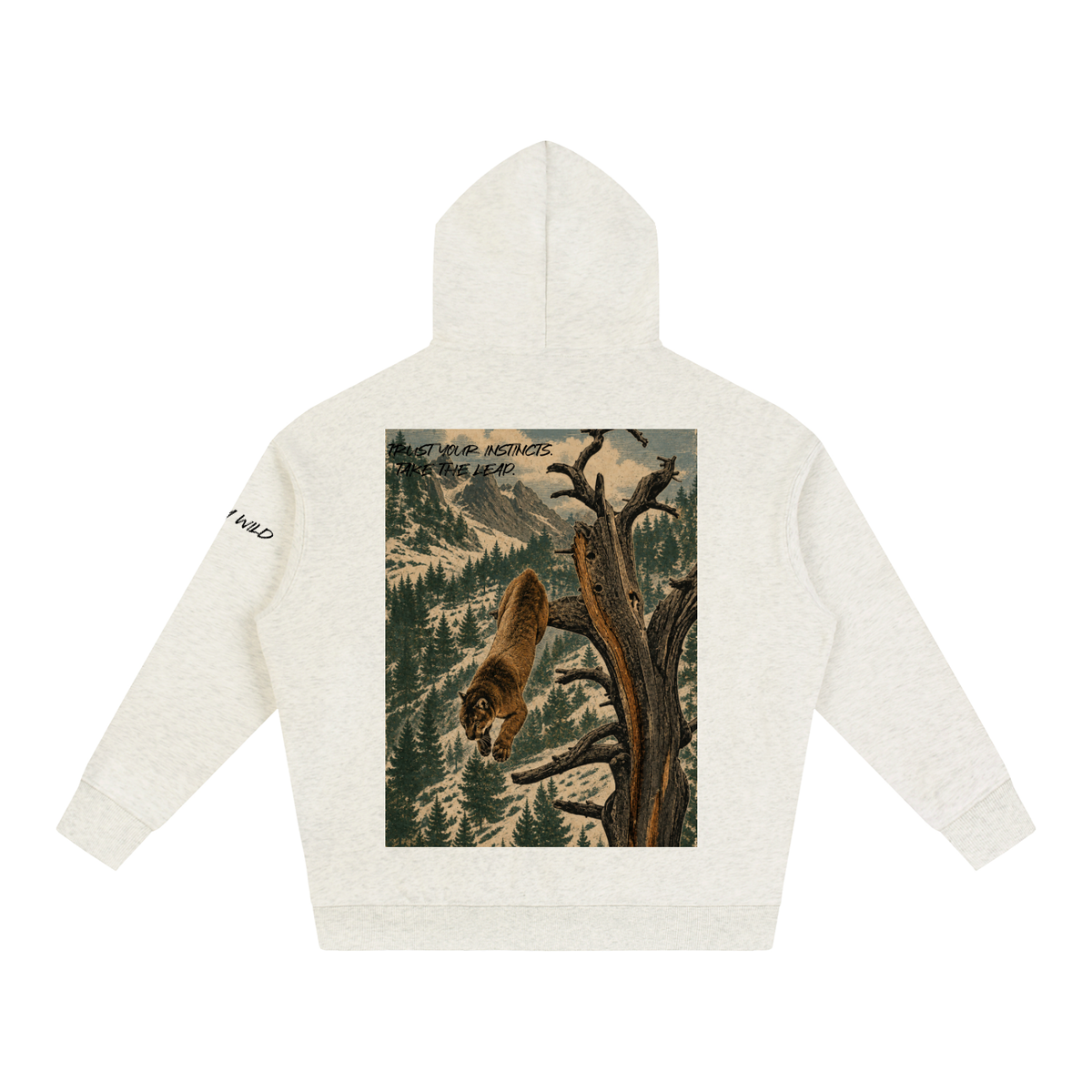 Mountain Lion Graphic Oversize Fleeced Hoodie