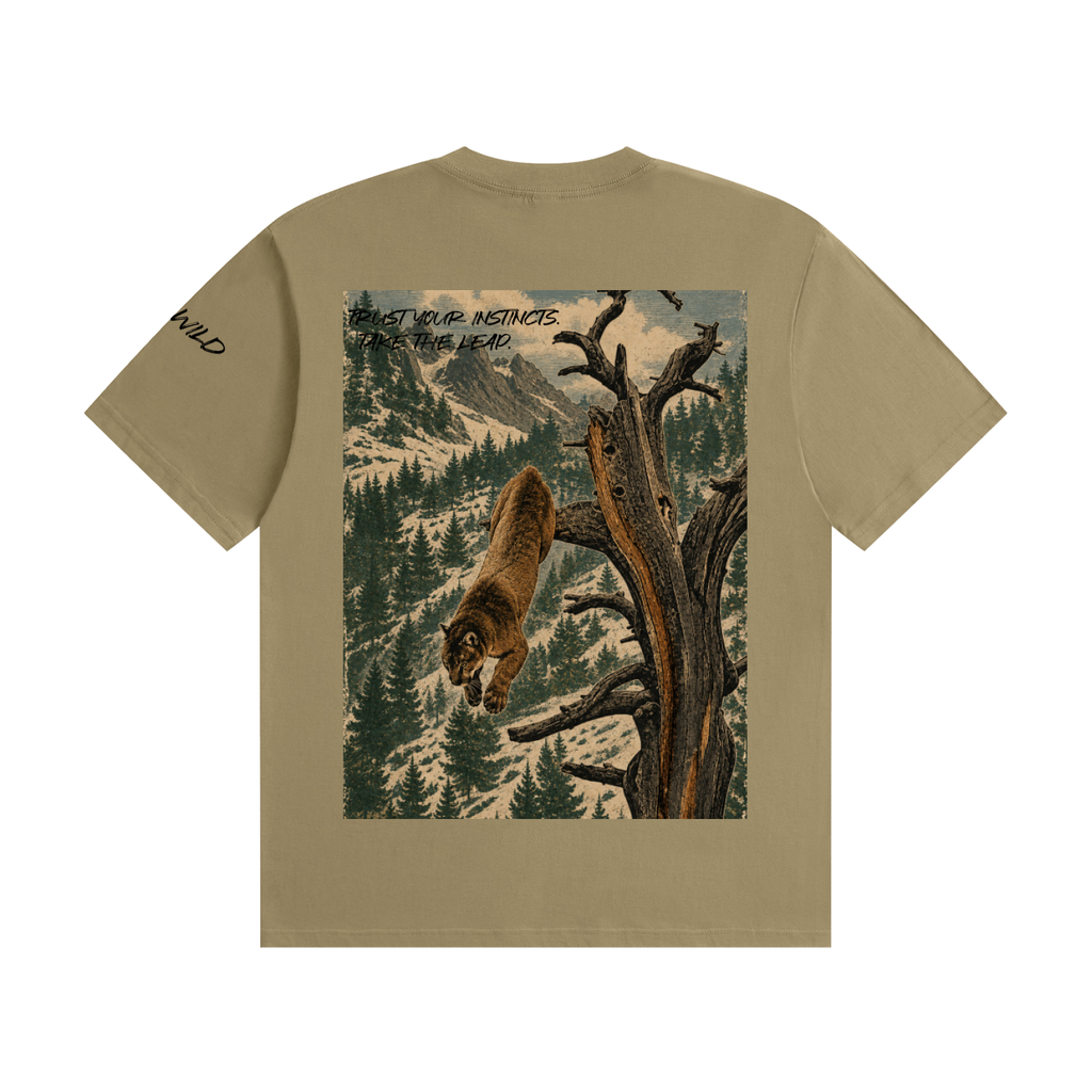 Mountain Lion Graphic Seamless Cotton T-Shirt