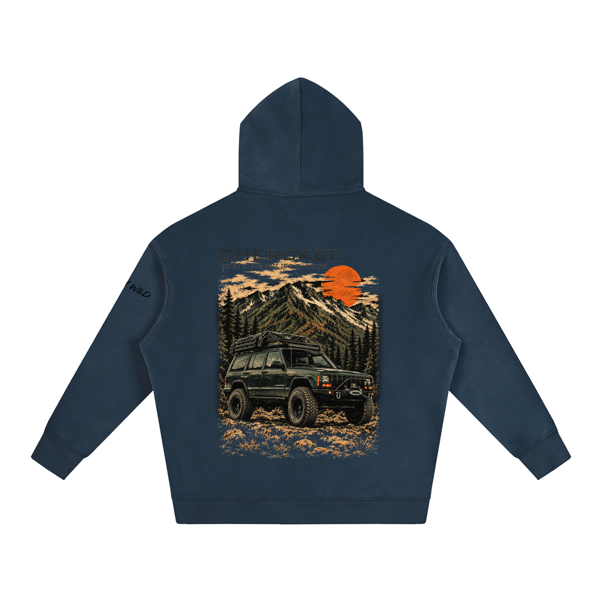 Jeep Cherokee Mountain Top Oversize Fleeced Hoodie