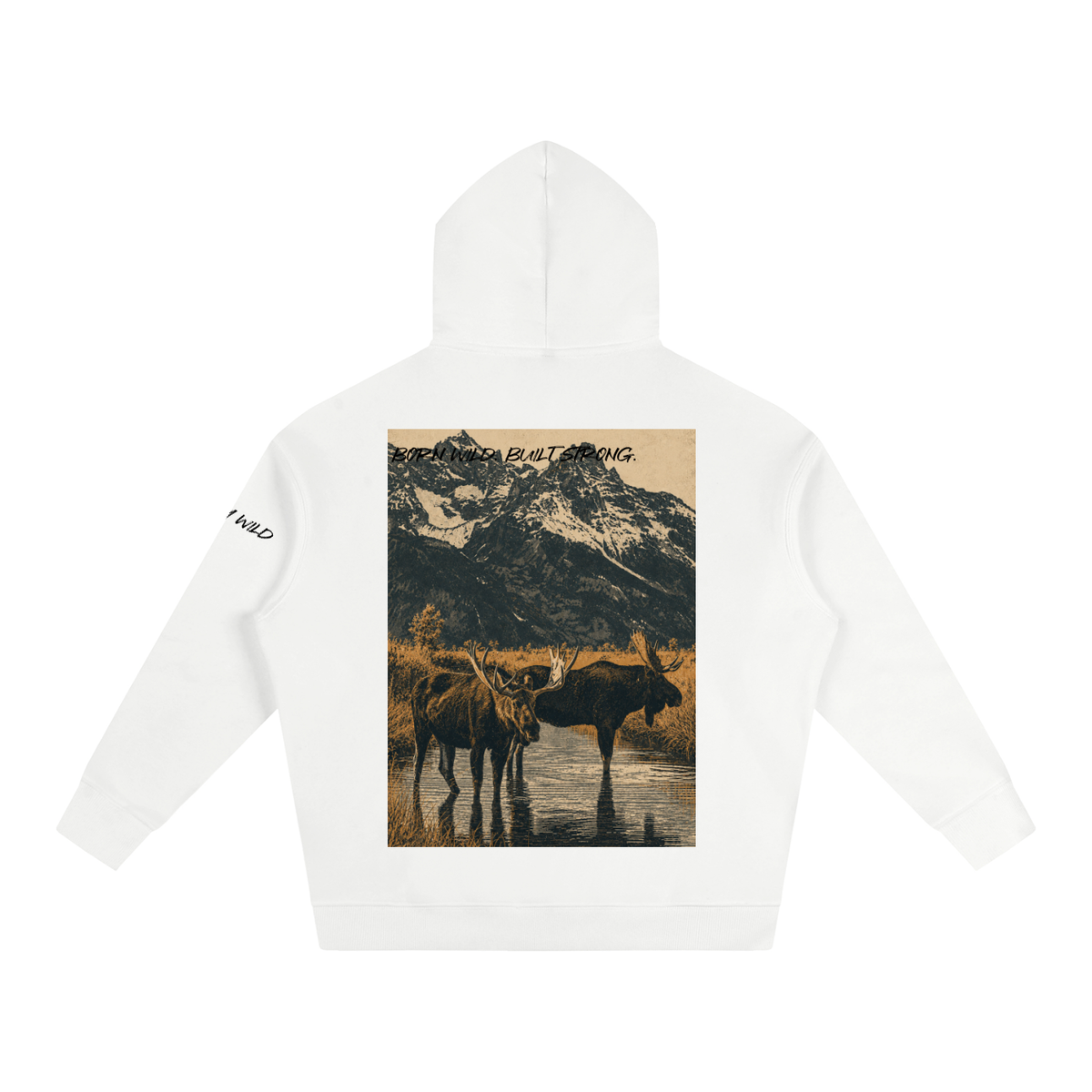 Moose Graphic Oversize Fleeced Hoodie