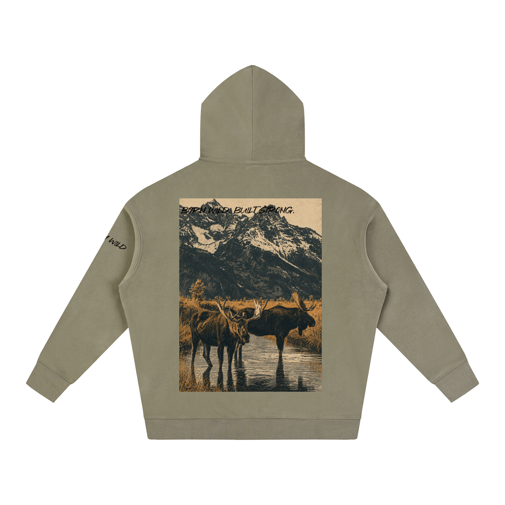 Moose Graphic Oversize Fleeced Hoodie