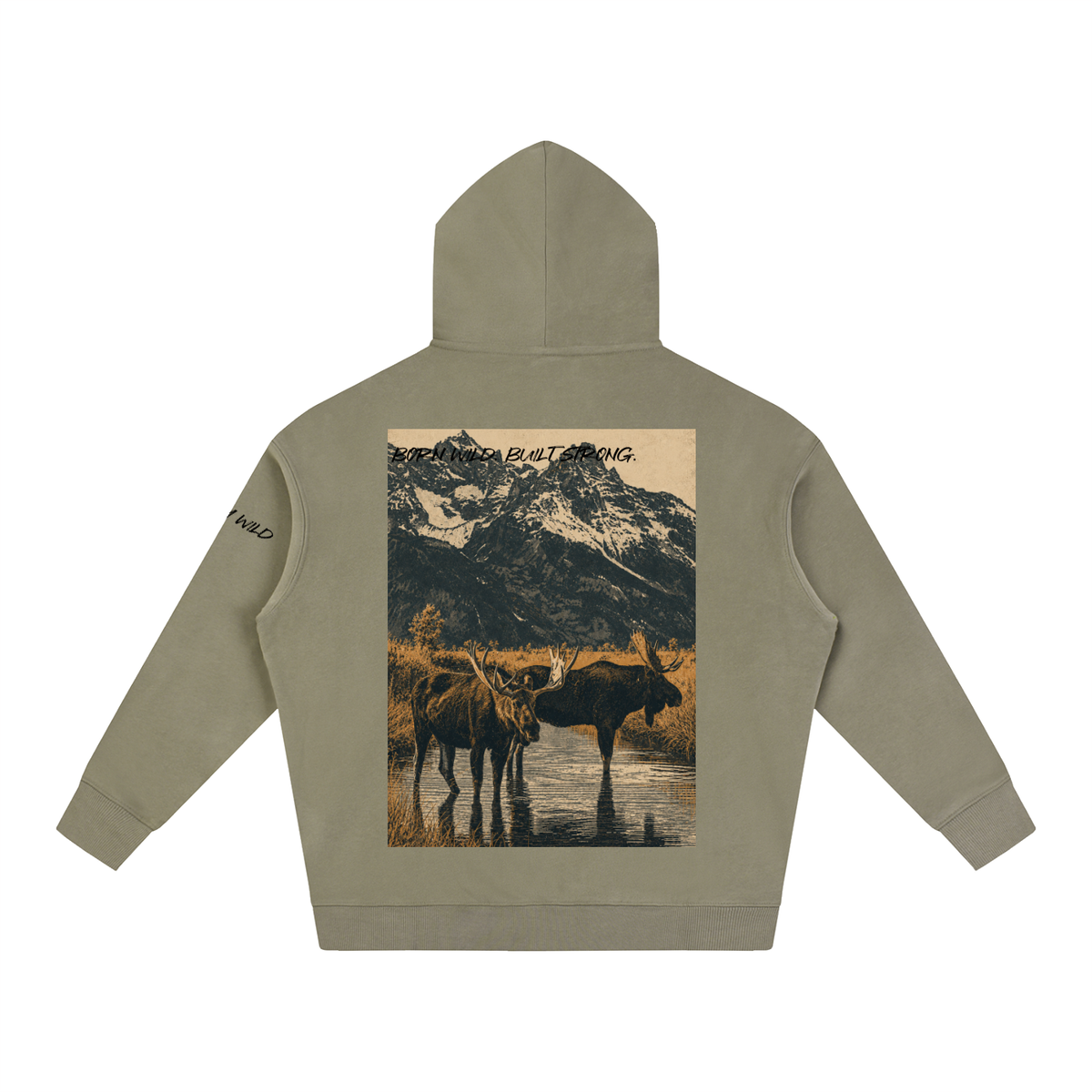 Moose Graphic Oversize Fleeced Hoodie