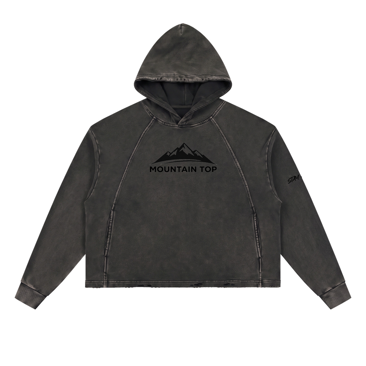 BMW E46 Mountain Top Vintage Washed Frayed-Hem Hoodie