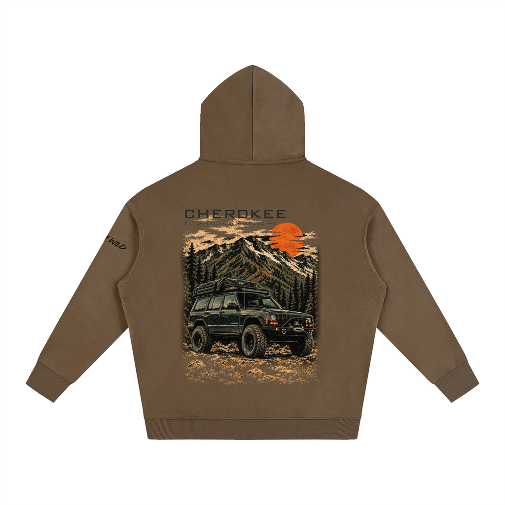 Jeep Cherokee Mountain Top Oversize Fleeced Hoodie