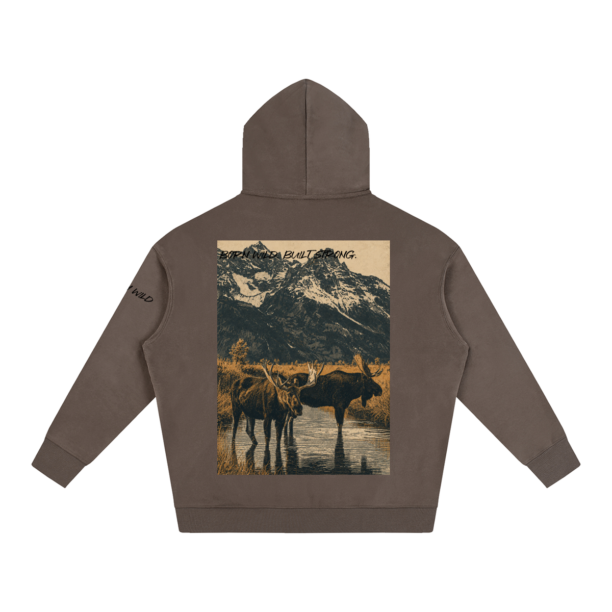 Moose Graphic Oversize Fleeced Hoodie