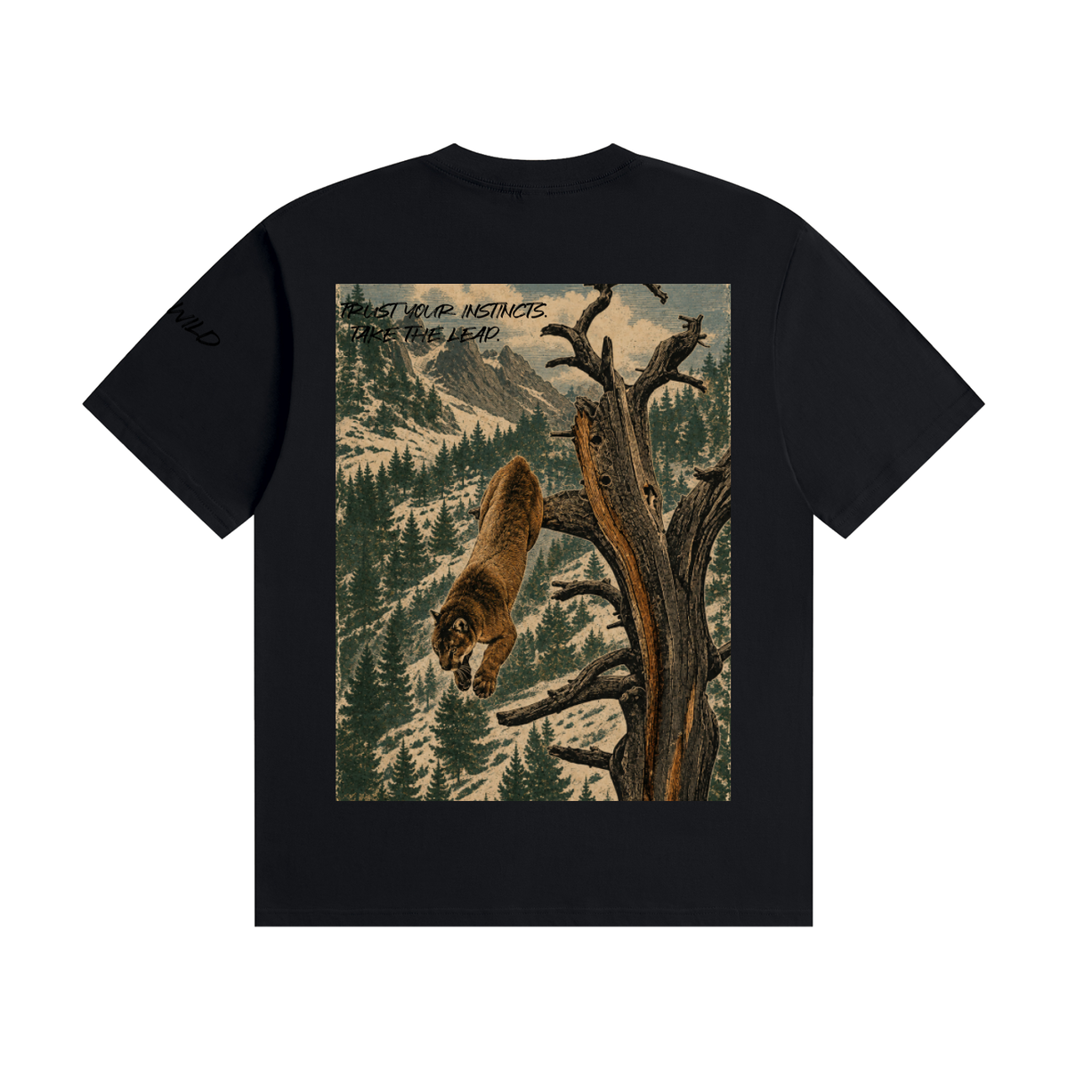 Mountain Lion Graphic Seamless Cotton T-Shirt