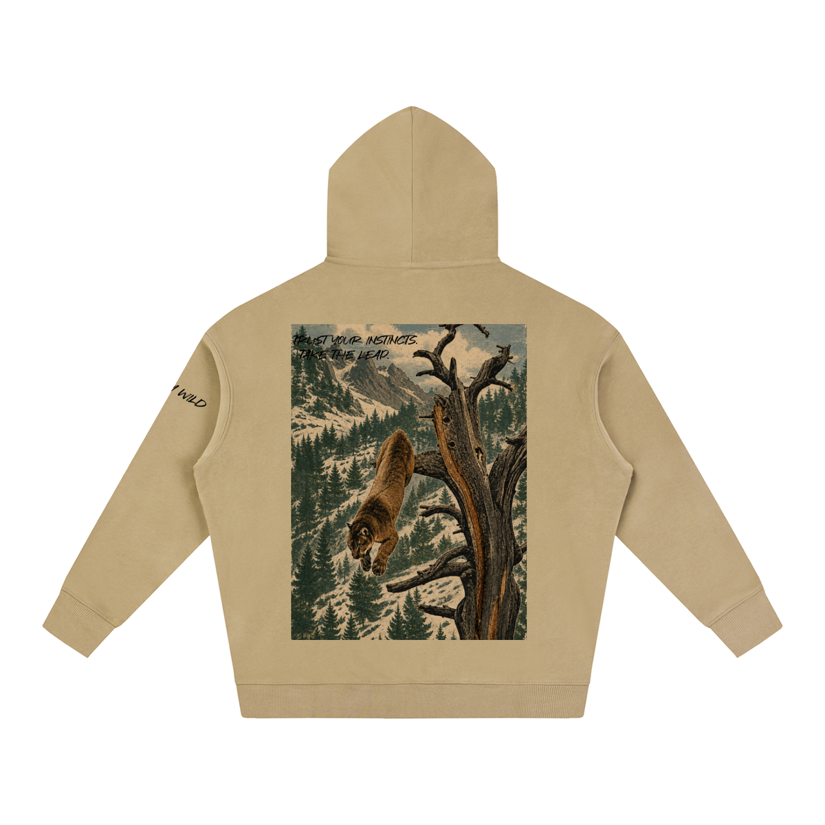 Mountain Lion Graphic Oversize Fleeced Hoodie