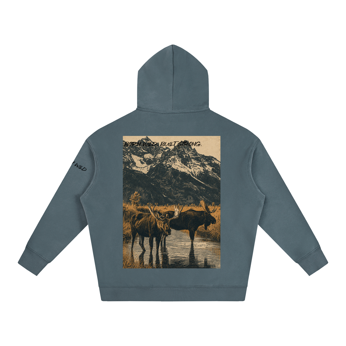 Moose Graphic Oversize Fleeced Hoodie