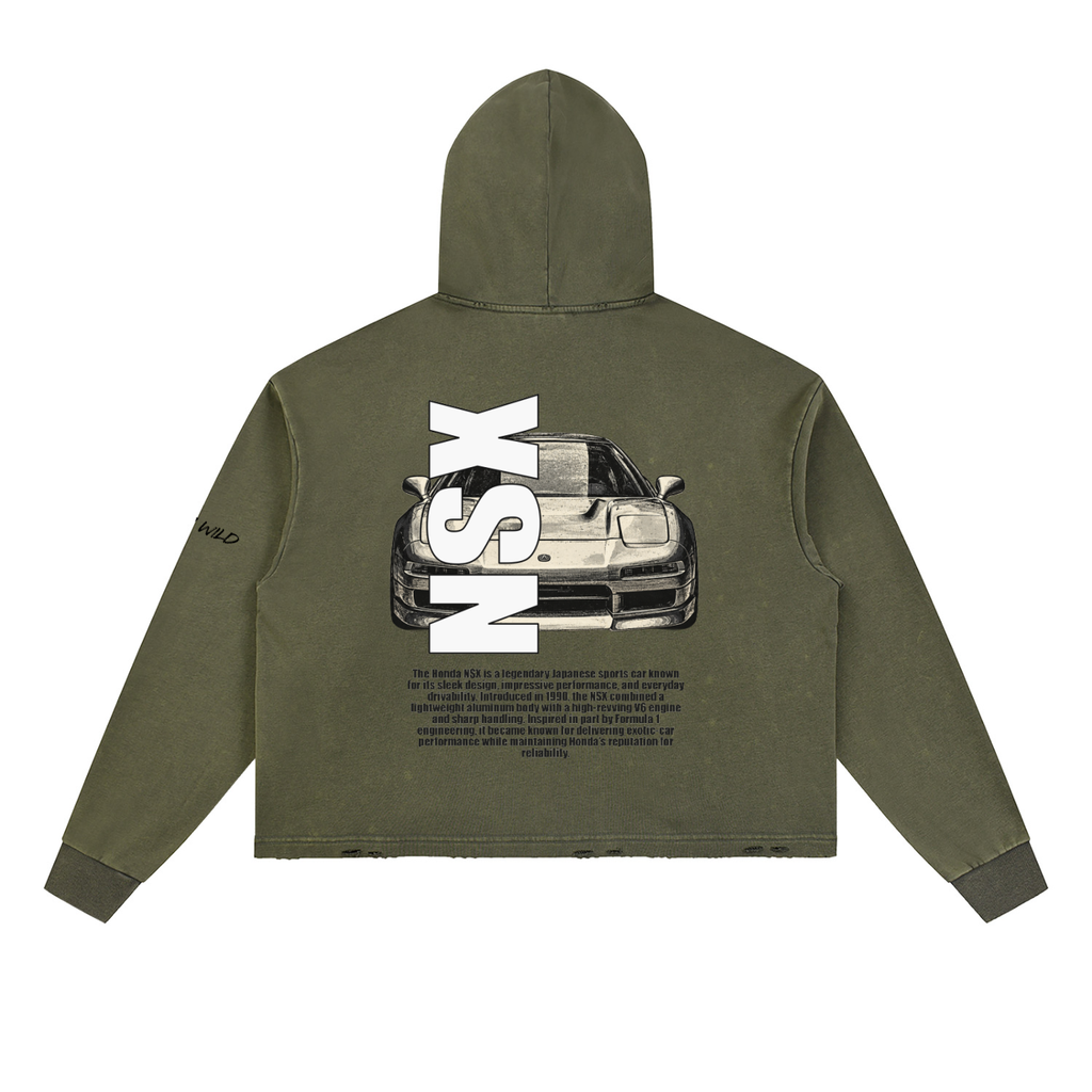 HONDA NSX Mountain Top Vintage Washed Frayed-Hem Hoodie
