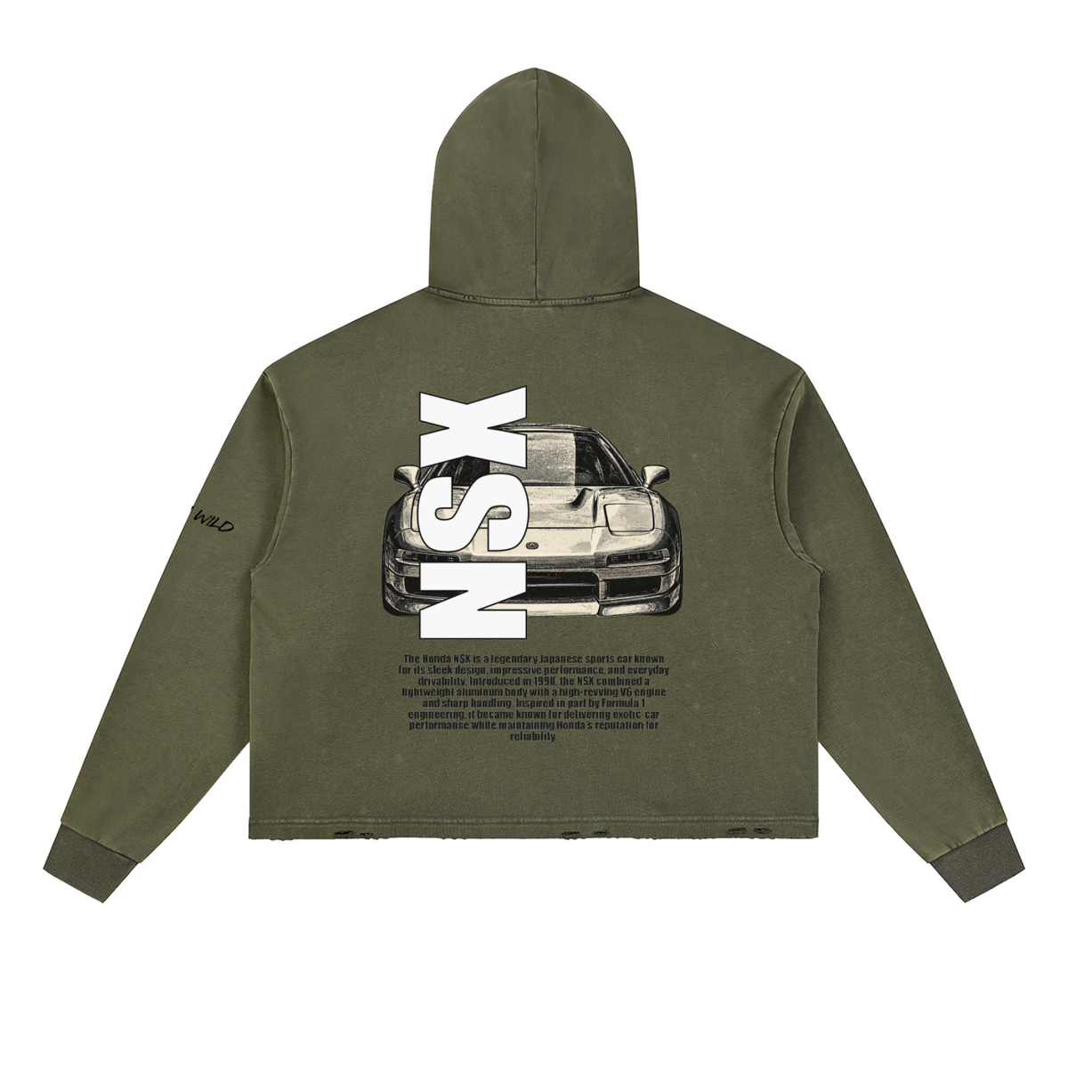 HONDA NSX Mountain Top Vintage Washed Frayed-Hem Hoodie