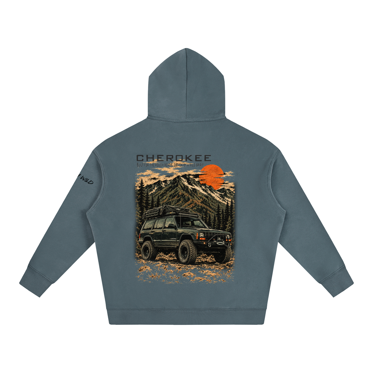Jeep Cherokee Mountain Top Oversize Fleeced Hoodie