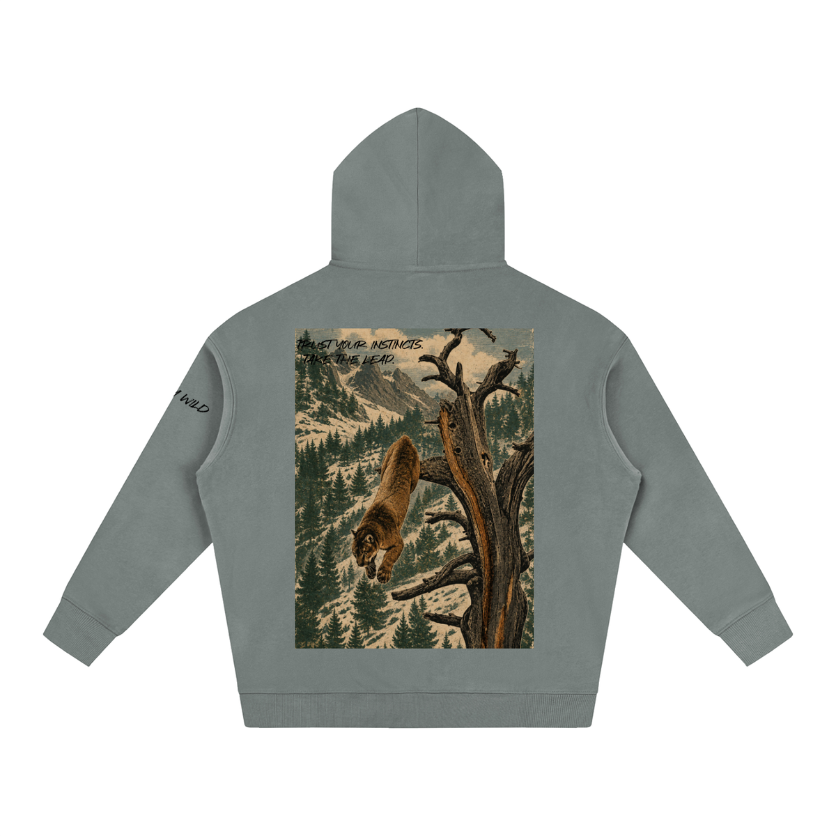 Mountain Lion Graphic Oversize Fleeced Hoodie