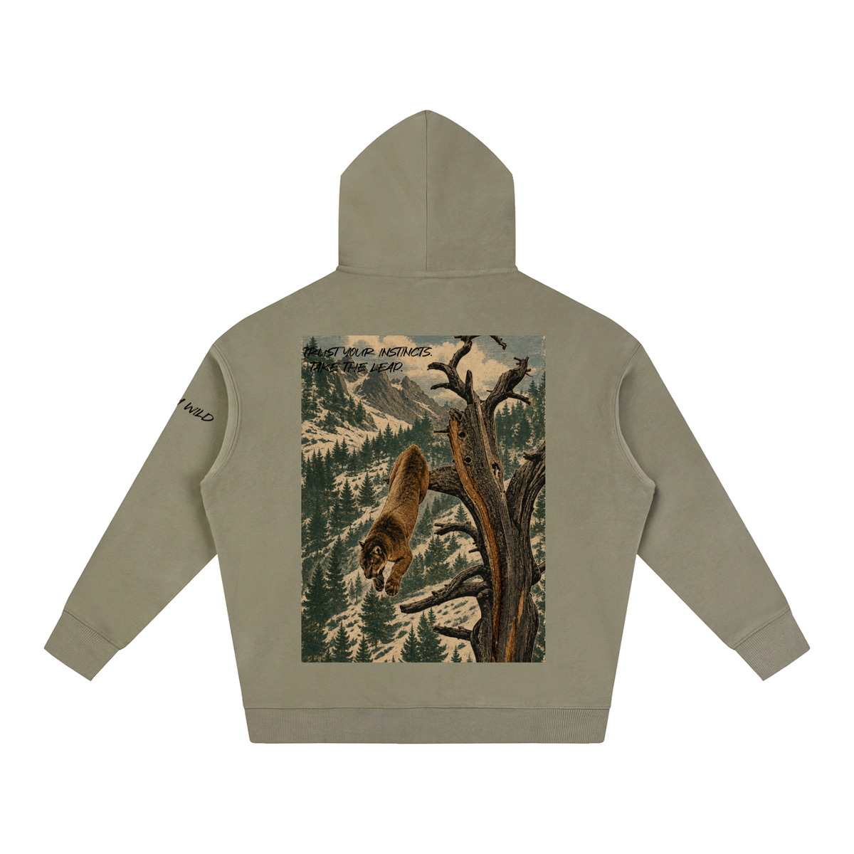 Mountain Lion Graphic Oversize Fleeced Hoodie
