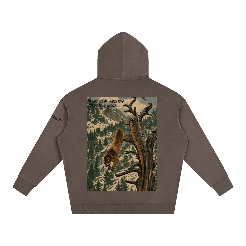 Mountain Lion Graphic Oversize Fleeced Hoodie