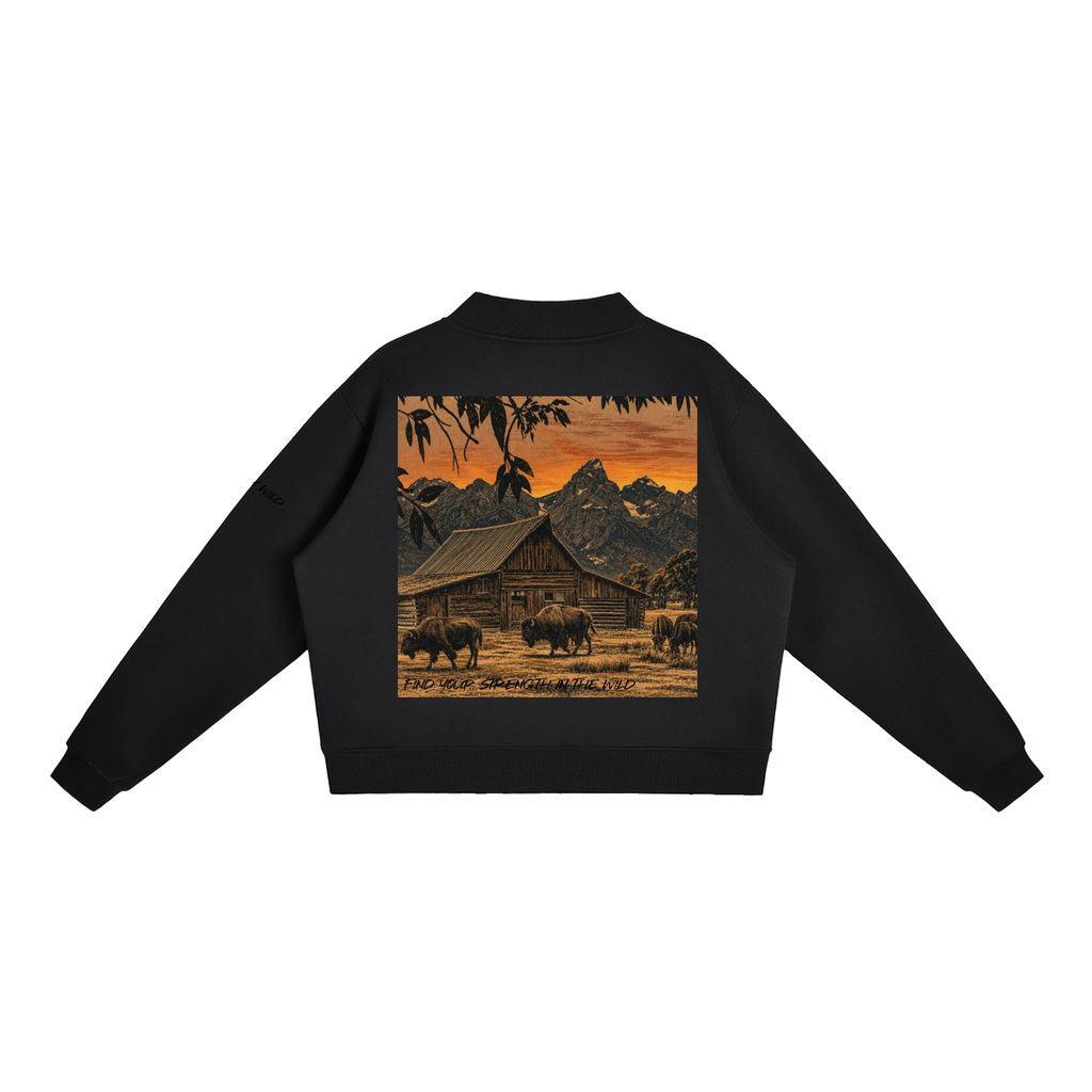 Buffalo Graphic Mock-Neck Crew Sweatshirt