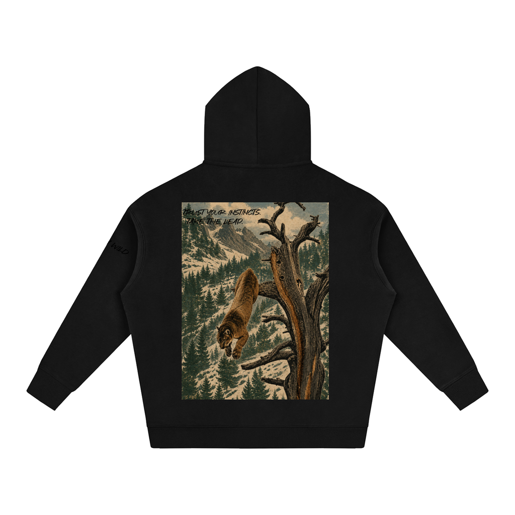Mountain Lion Graphic Oversize Fleeced Hoodie