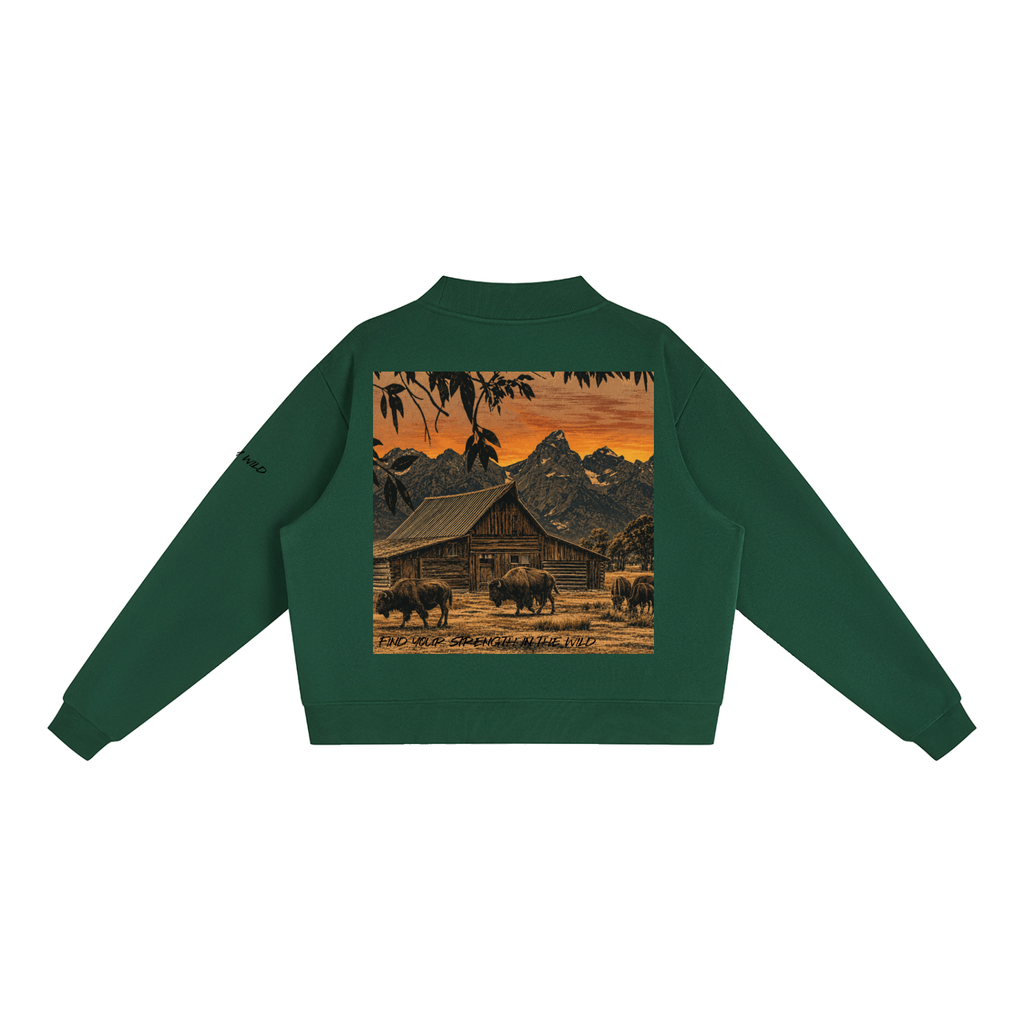 Buffalo Graphic Mock-Neck Crew Sweatshirt