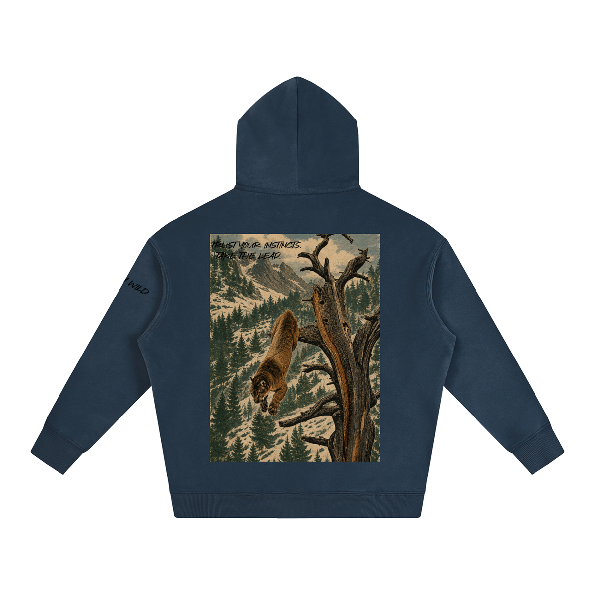 Mountain Lion Graphic Oversize Fleeced Hoodie