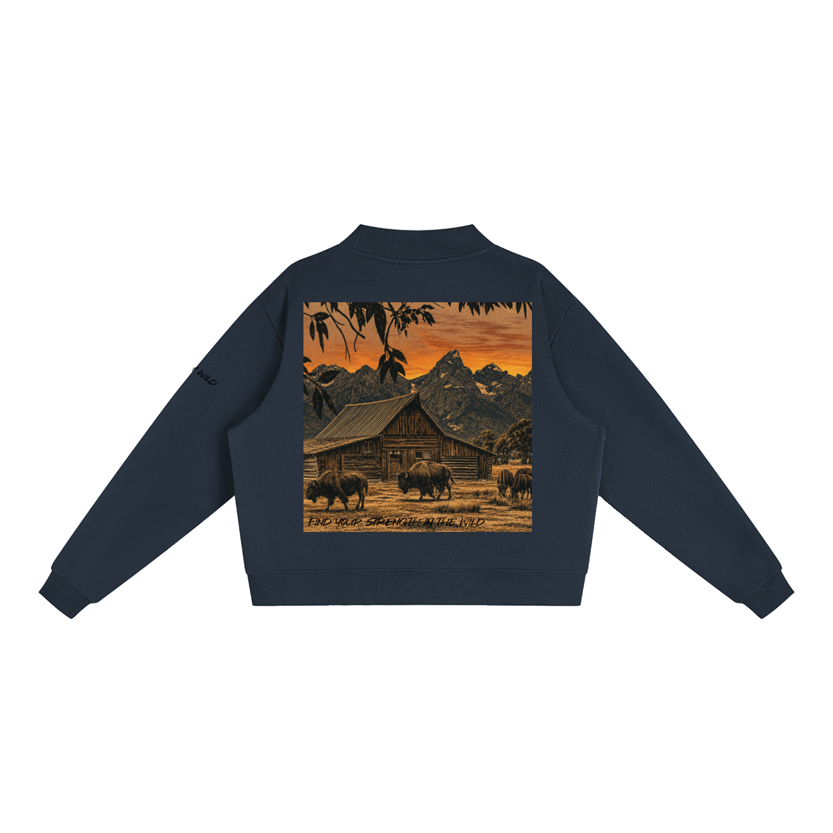 Buffalo Graphic Mock-Neck Crew Sweatshirt