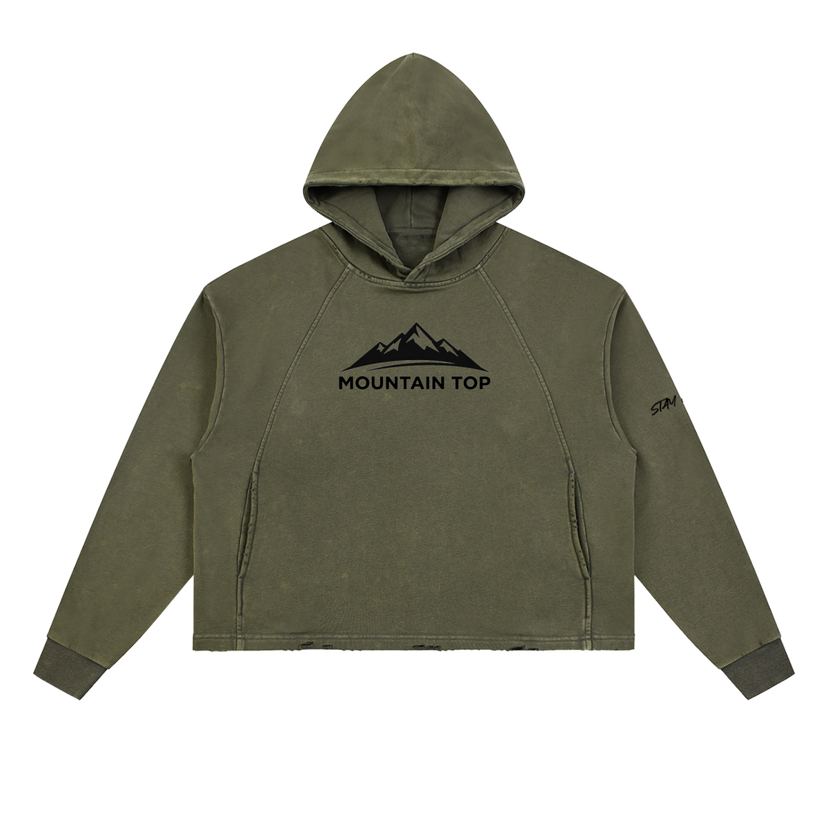 BMW E46 Mountain Top Vintage Washed Frayed-Hem Hoodie