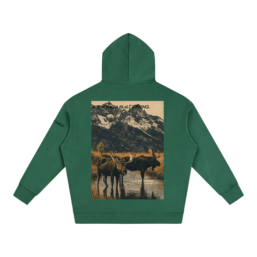 Moose Graphic Oversize Fleeced Hoodie