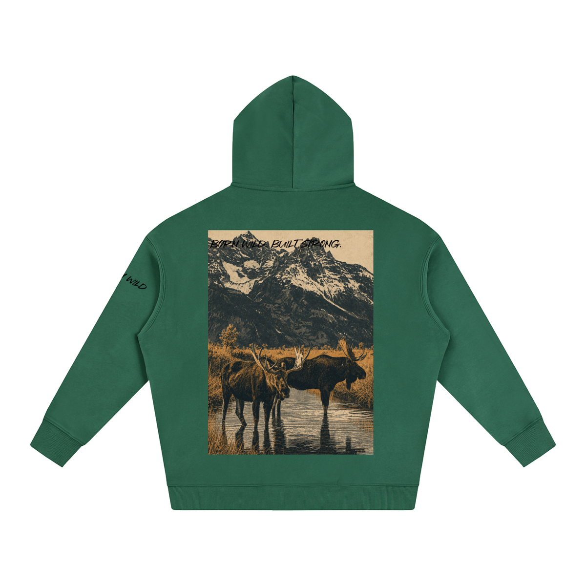 Moose Graphic Oversize Fleeced Hoodie